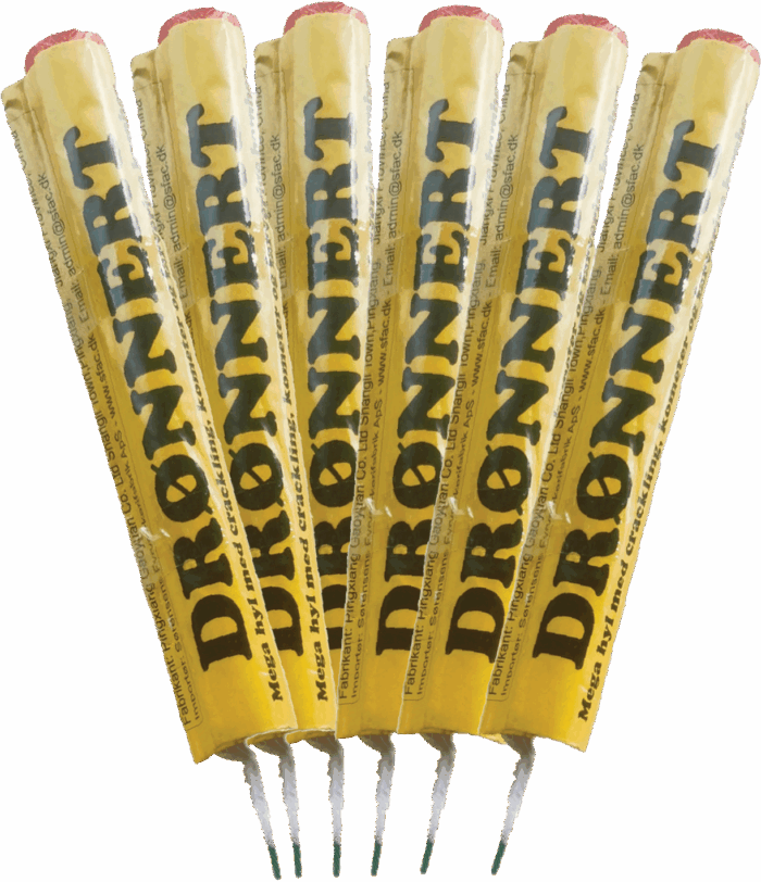 Drønnert – Fontæne med heksehyl hele vejen op raketter 6 stk