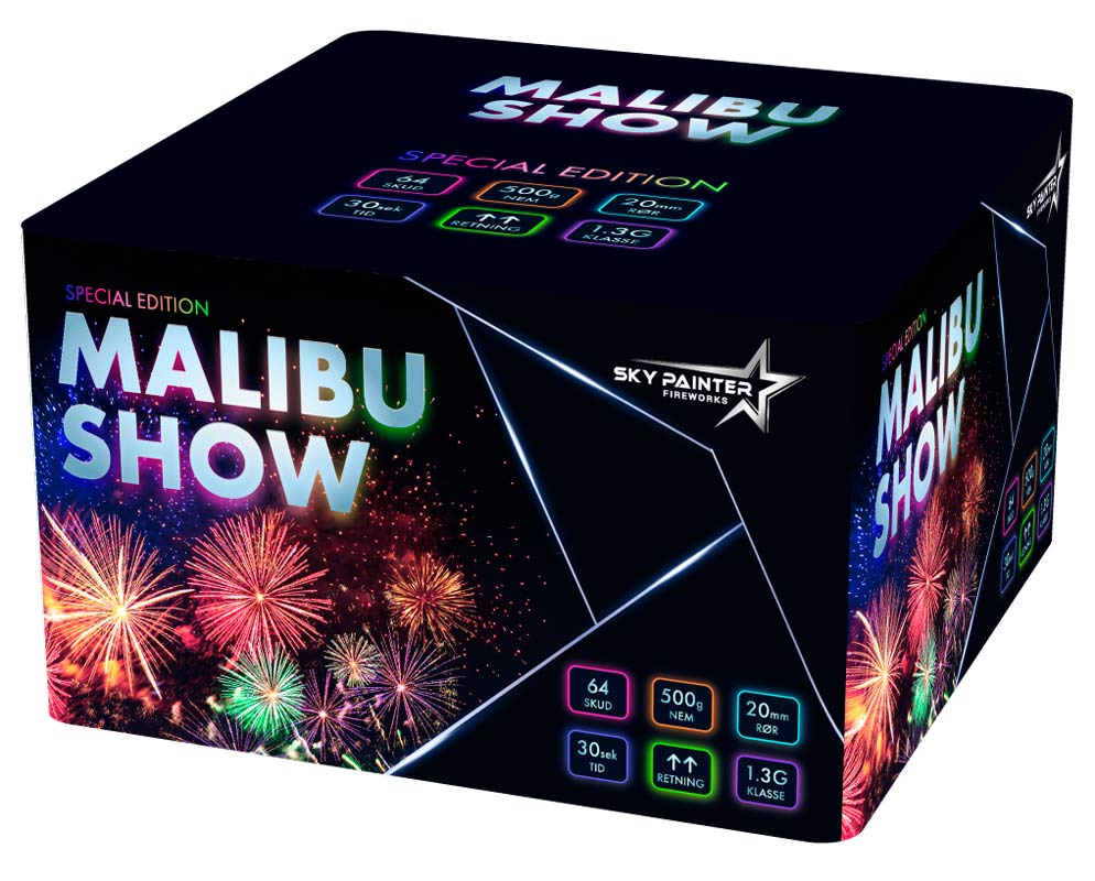 Malibu show 64 skuds batteri - 20 mm